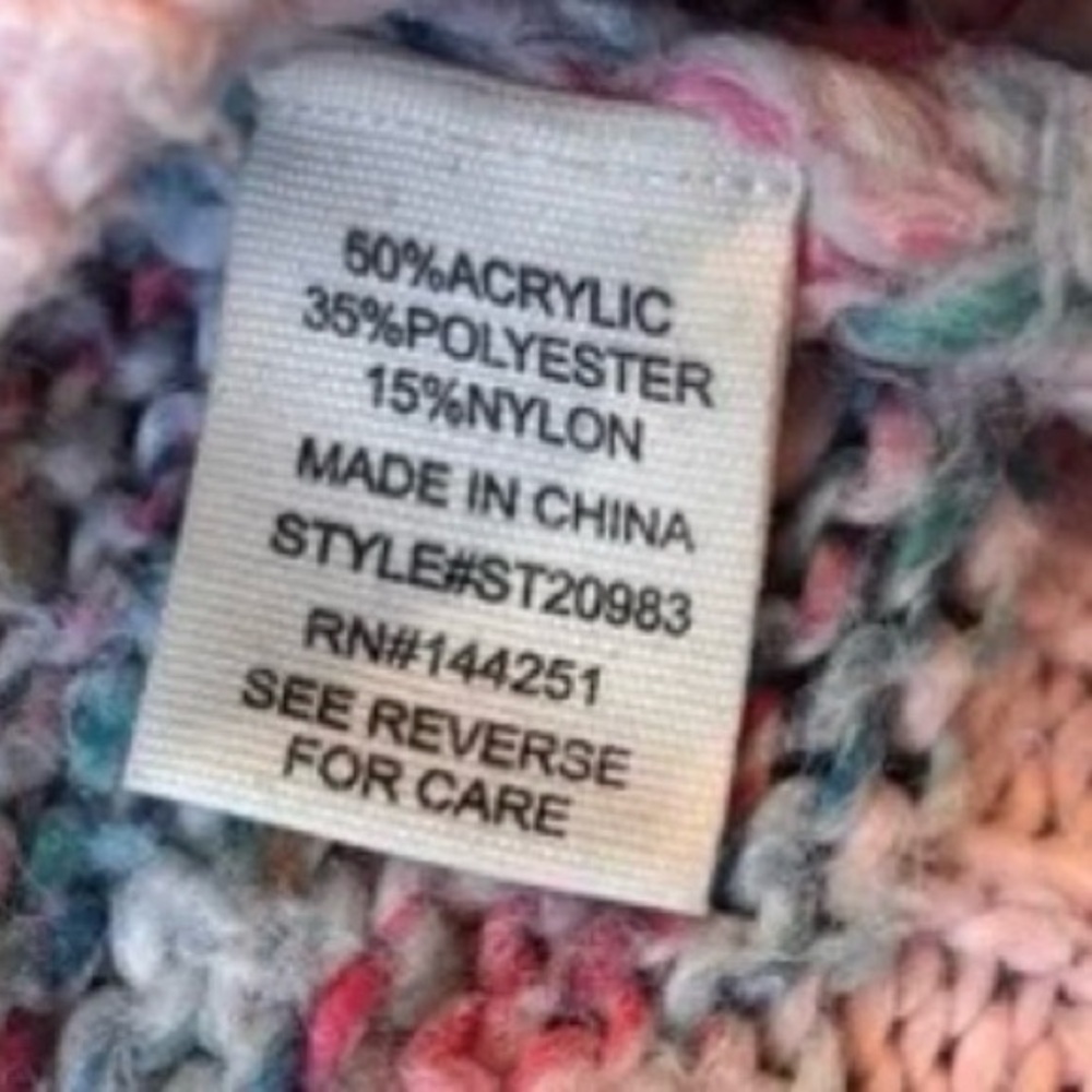 Jessica Simpson XS Cropped Sweater Chunky Knit Pastel Pink Multicolor Rainbow - Picture 7 of 7